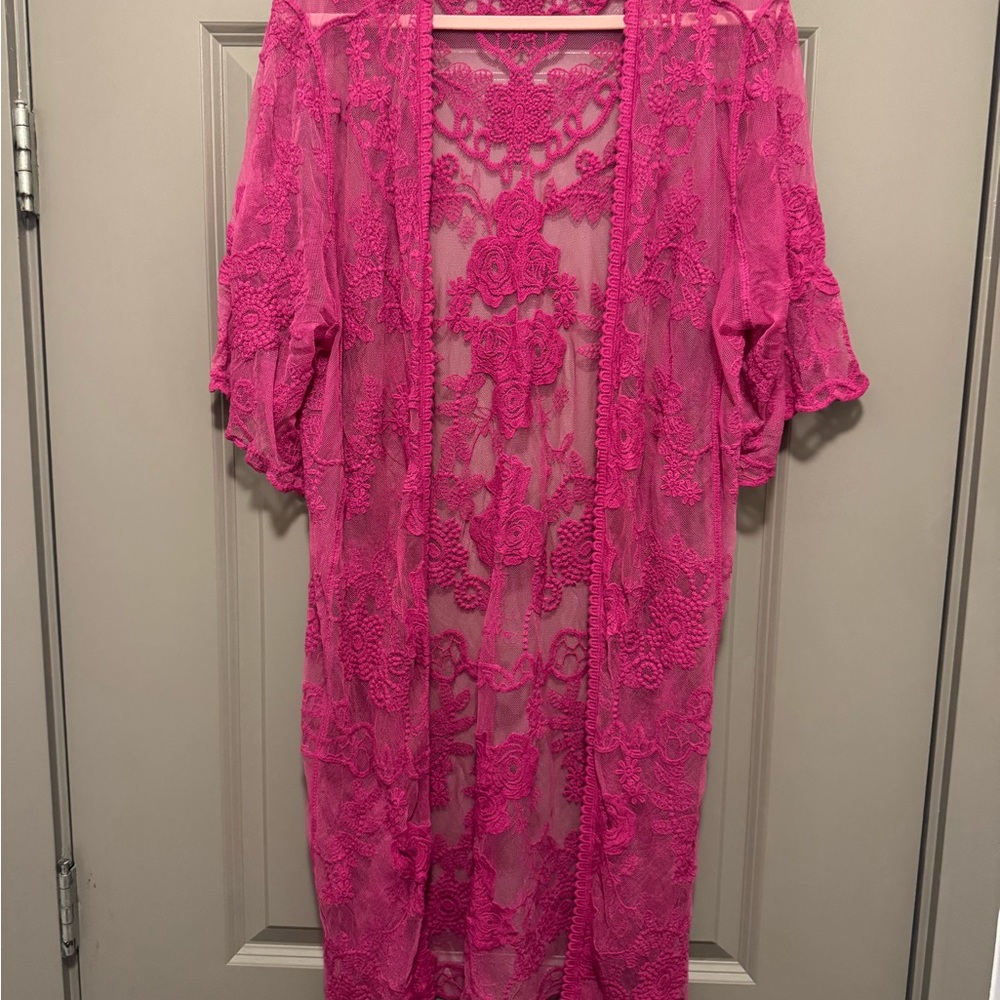 Shyanne Fuchsia Lace Overlay